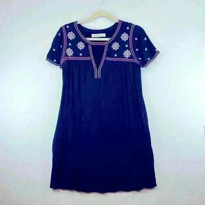 Abercrombie & Fitch Dress Women’s Small Navy Floral Embroidered Gauze Pockets